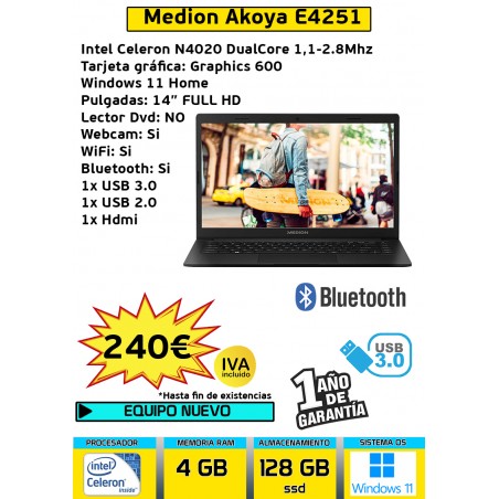MEDION AKOYA E4251 NUEVO INTEL CELERON