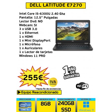 DELL LATITUDE E7270 CORE I5-6300U
