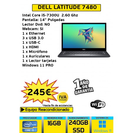 DELL LATITUDE 7480 CORE I5 16 GB 240 GB SSD