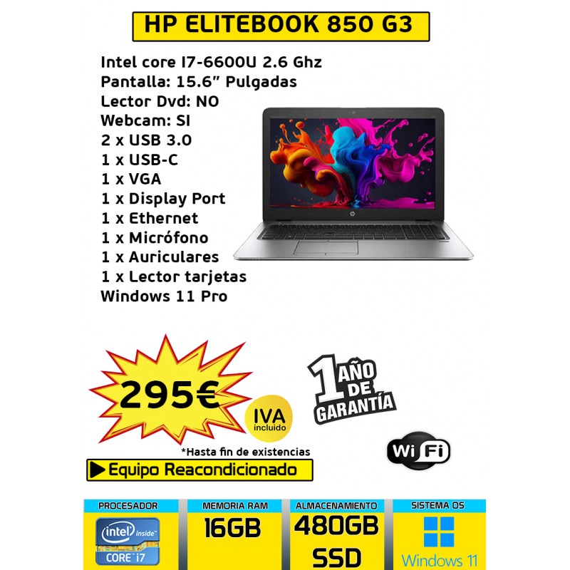 HP ELITEBOOK 850 G3 CORE I7