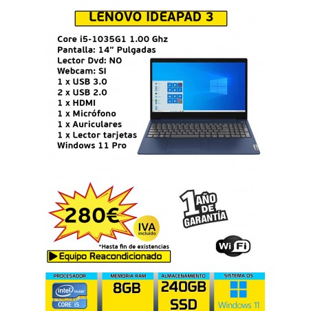 LENOVO IDEAPAD 3 CORE I5-1035G1