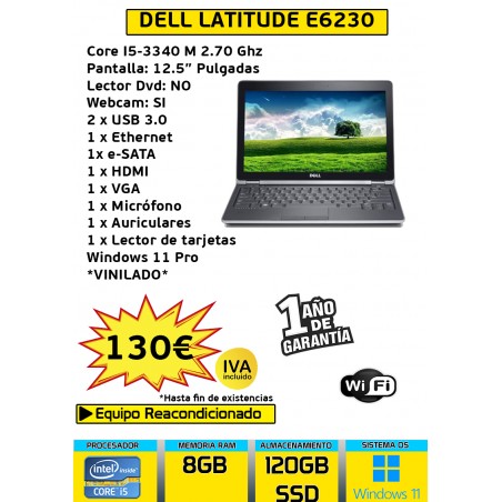 DELL LATITUDE E6230 8GB RAM 120GB SSD