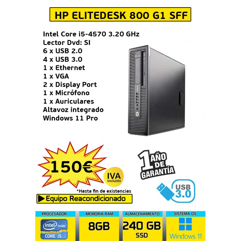 HP ELITEDESK 800 G1 SFF CORE I5 8GB 240GB SSD