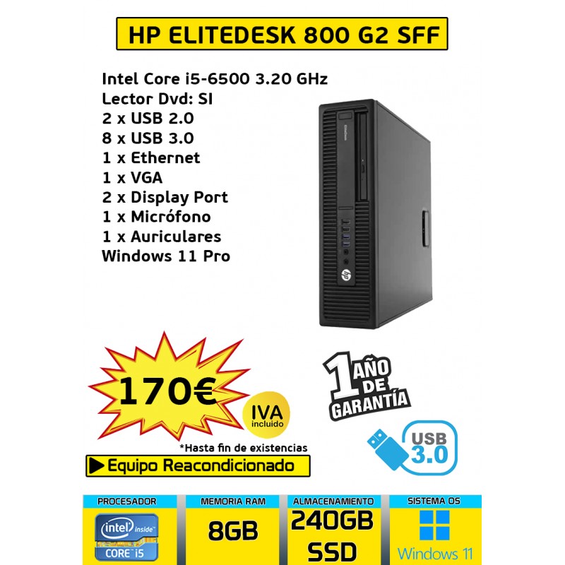 HP ELITEDESK 800 G2 SFF CORE I5 8GB 240GB SSD