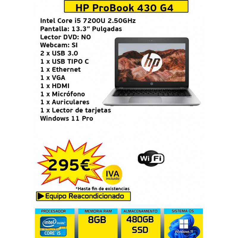 HP PROBOOK 430 G4 CORE i5 8GB RAM 480GB SSD JMS