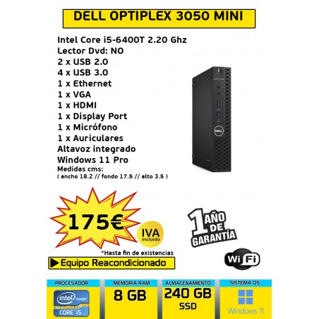 DELL OPTIPLEX 3050 MINI CORE I5 8GB 240 GB SSD