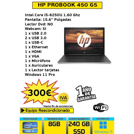 HP PROBOOK 450 G5 CORE I5 8GB 240GB SSD