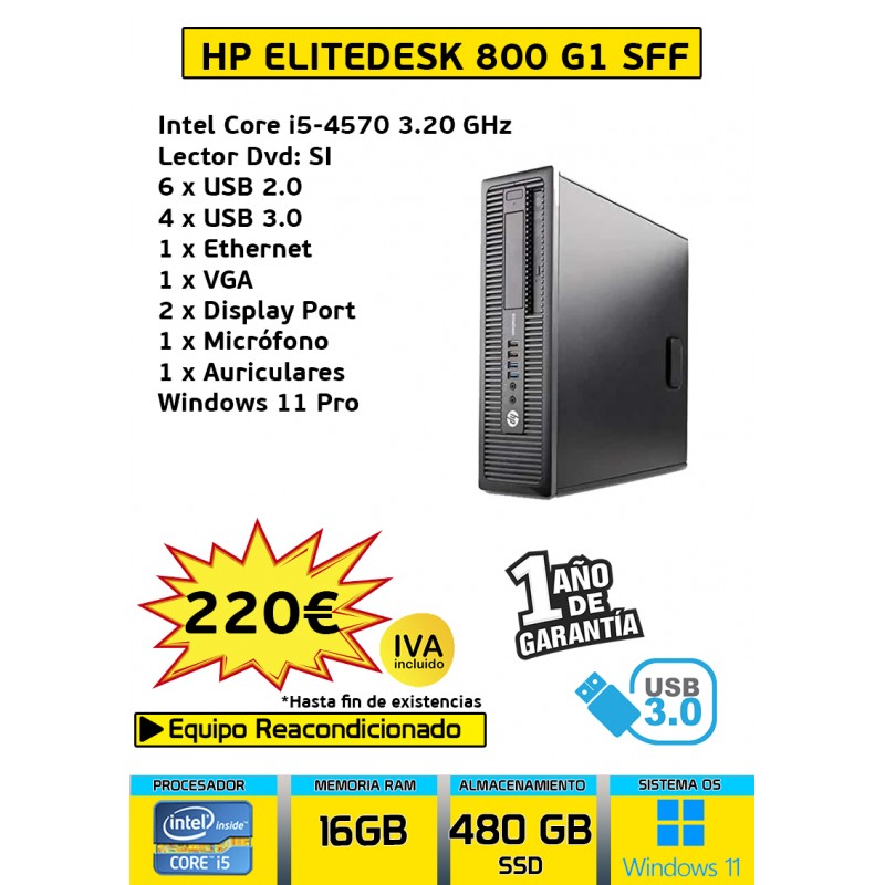 HP ELITEDESK 800 G1 SFF CORE I5 16 GB RAM 480GB SSD